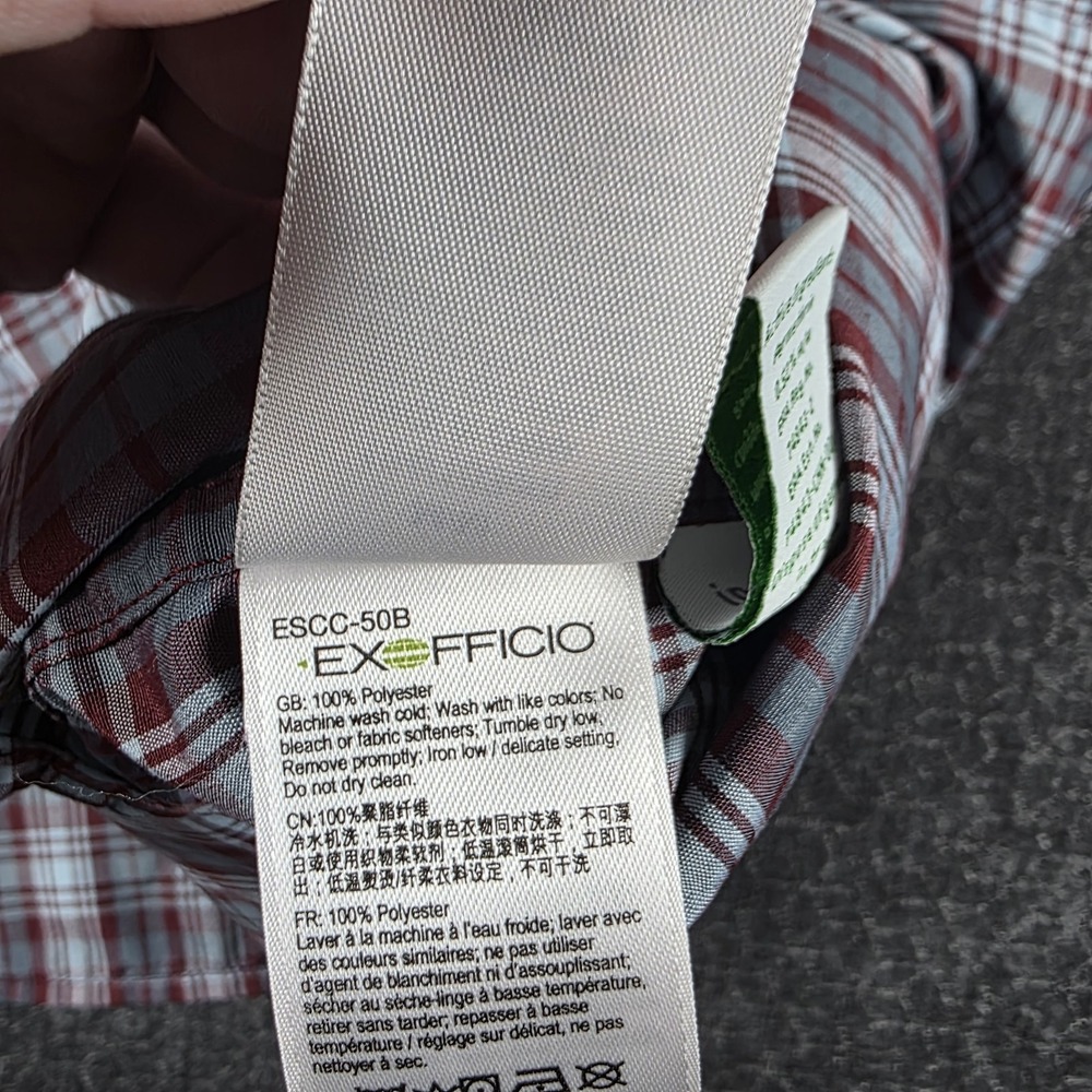 Exofficio Insect Shield Shirt Mens Medium Red Gray Plaid Fishing Outdoor M - Picture 9 of 10